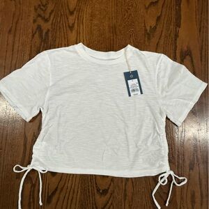 Universal Thread White Short Sleeve Cropped Tee with Rouched Sides